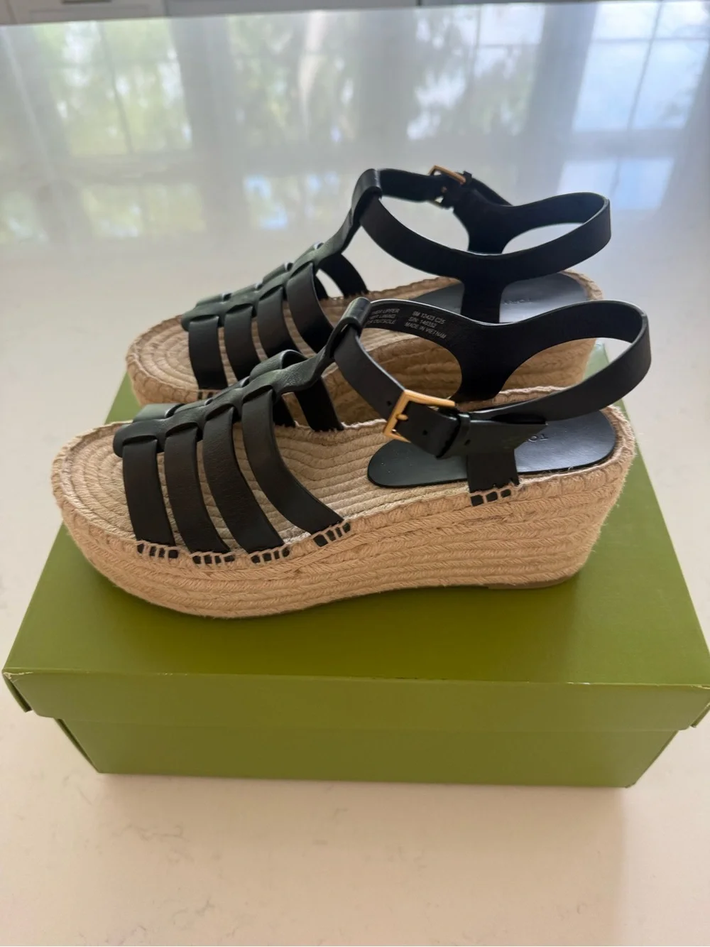 Tory Burch Black Fisherman Espadrilles NIB size 8